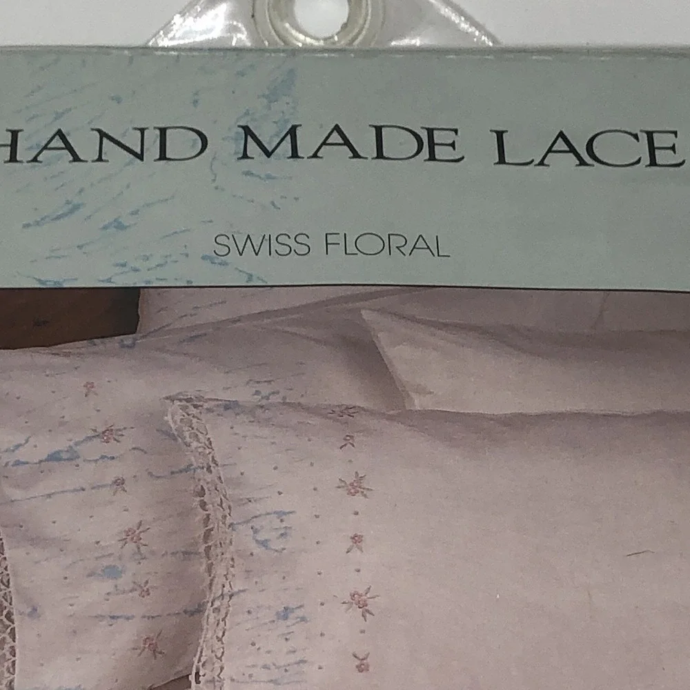 Handmade Lace SWISS FLORAL Dot Rose Pillowcase Pair Standard 100% Cotton NEW